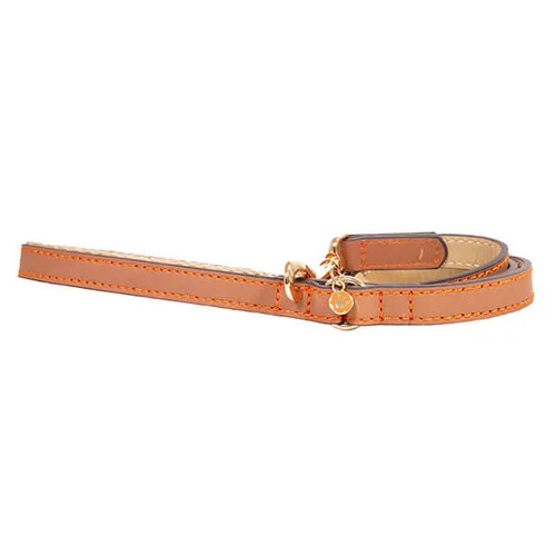 Luxury leather dog lead brown - leather,