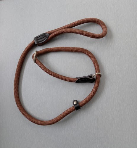 Brown dog slip lead - a,