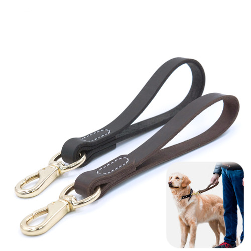 Short leather dog lead for - leather,