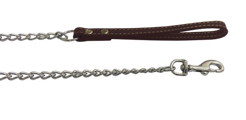Dog lead with leather handle - leather,